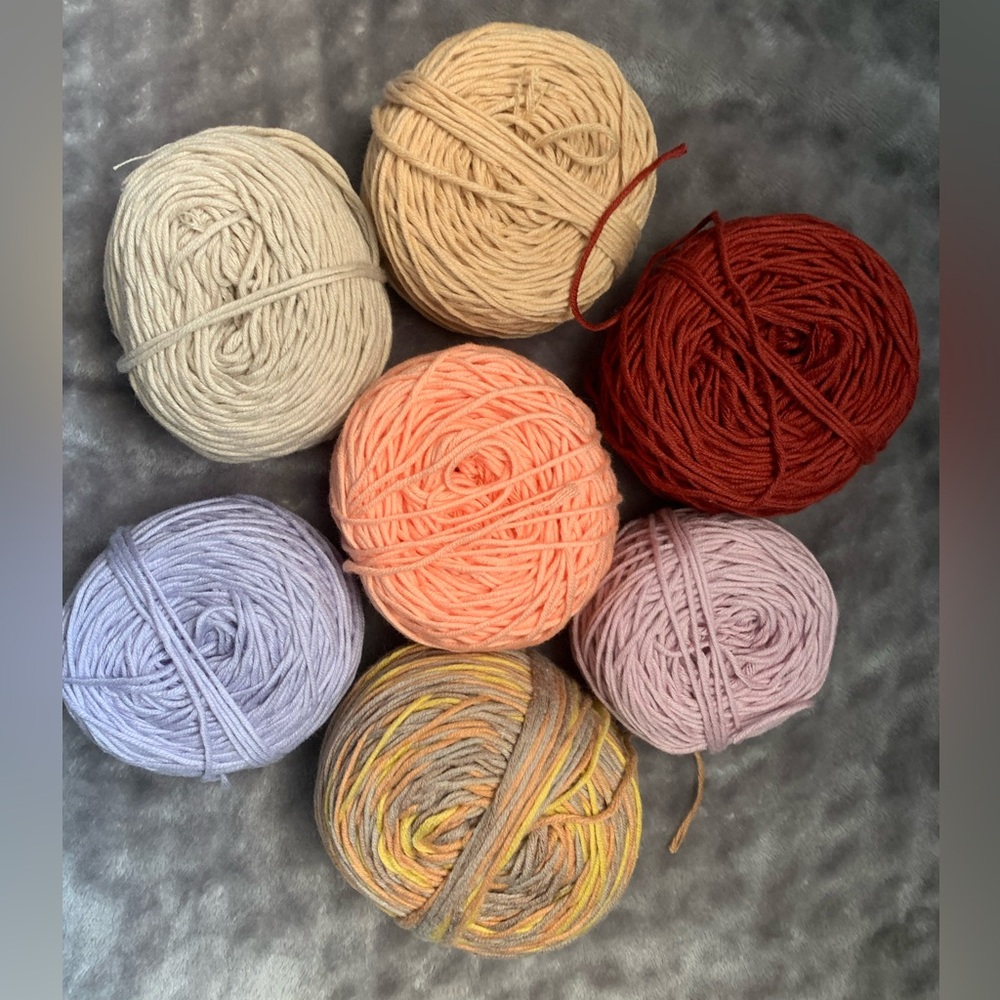 Bernat Softee cotton/ Softee baby cotton yarn partial skeins 7 colors